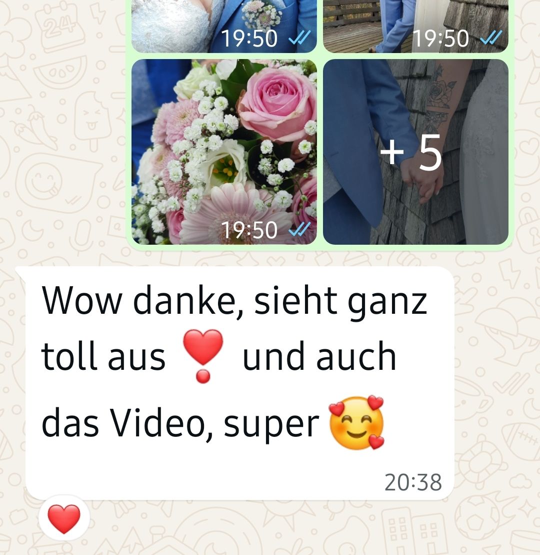 sehr freudoige Info nach der Hochzeitsbegleitung