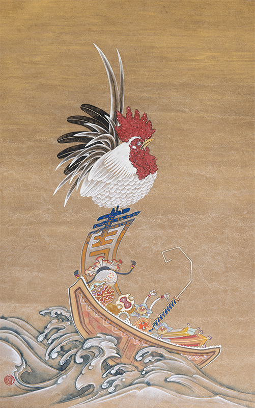 服部しほり「招福酉」10号　日本画