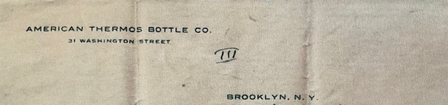 Briefkopf der „American Thermos Bottle Co.“ in New York 1907