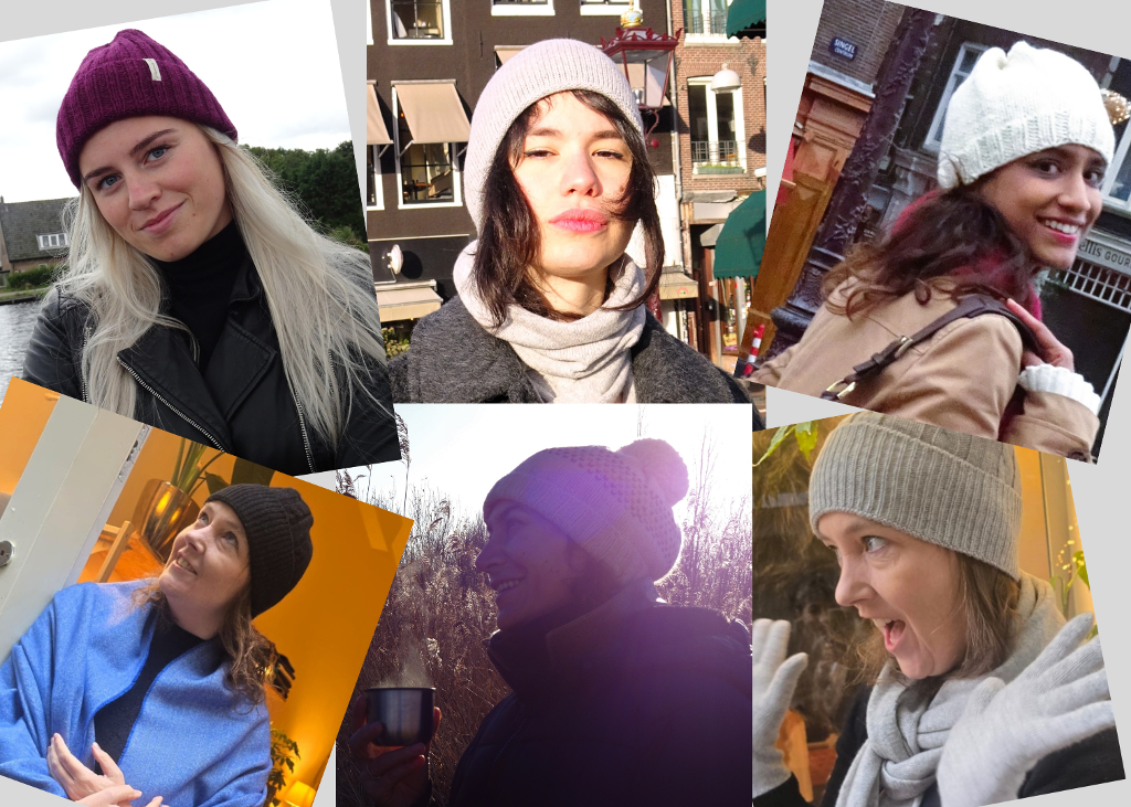 Collage showing different styles of wool hats.