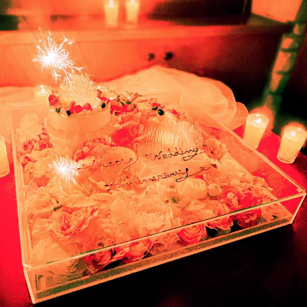 フラワーボックス＋ケーキ＋花火