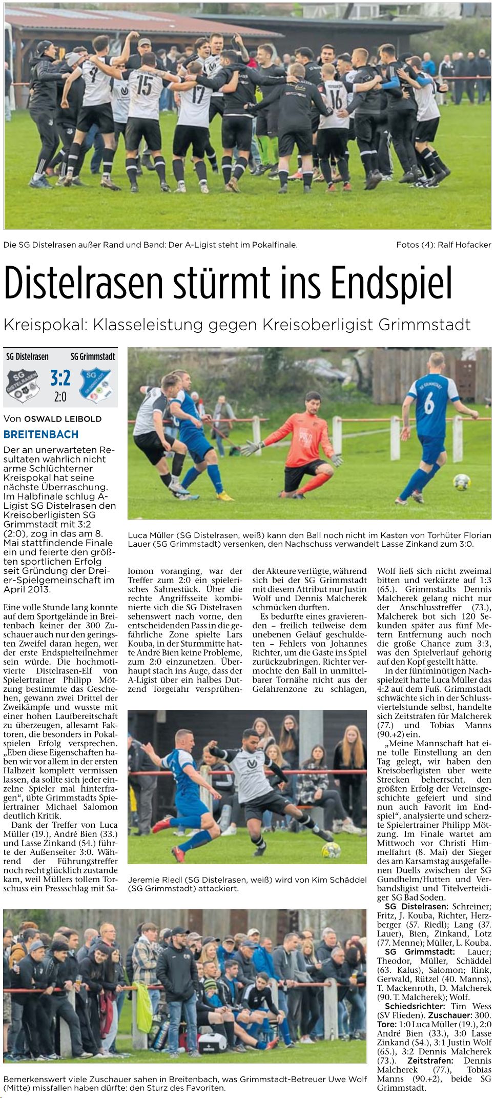 Pokal-Halbfinale - Kinzigtal-Nachrichten vom 2.4.2024
