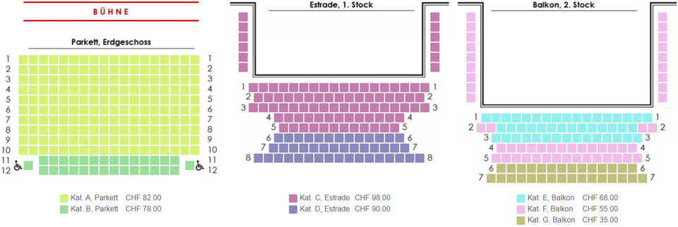 Bestuhlungsplan und Preise Operette Theater Arth