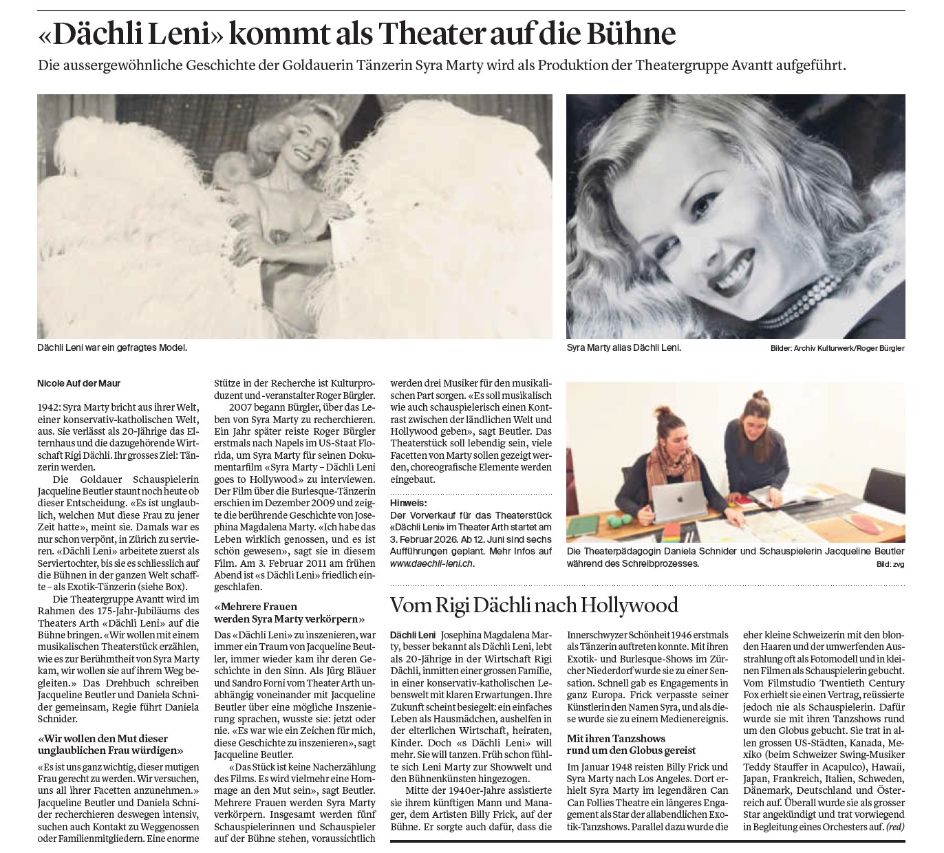 175 Jahre Jubiläum: «Dächli Leni» kommt als Theater auf die Bühne