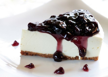 tarta de queso con yogurt de arándanos