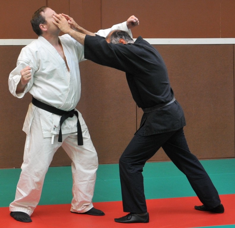 EN GARDANT LA TETE ENTRE LES BRAS PIQUER DES 2 MAINS AU VISAGE