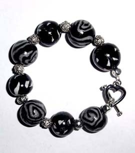 Schmuck Armband schwarz weiß silber