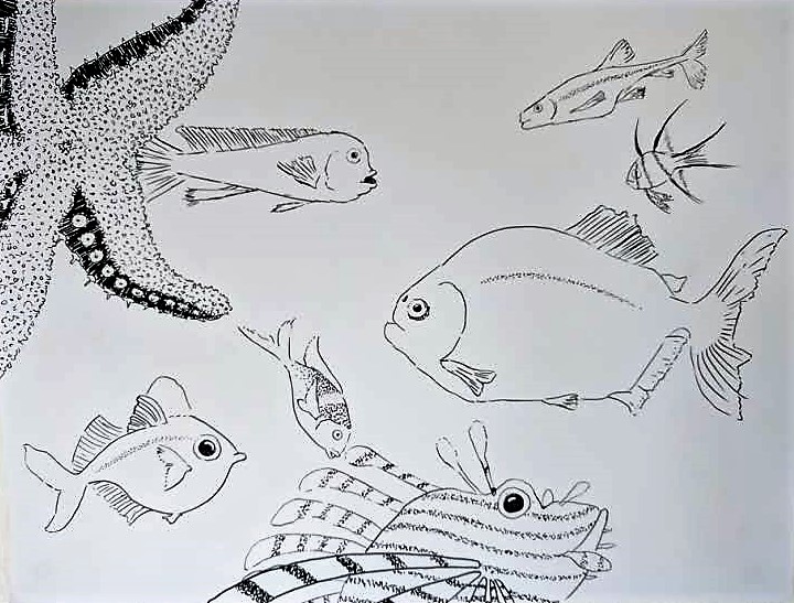 Vissen natekenen in Artis aquarium, kinderatelier 4-8 jaar
