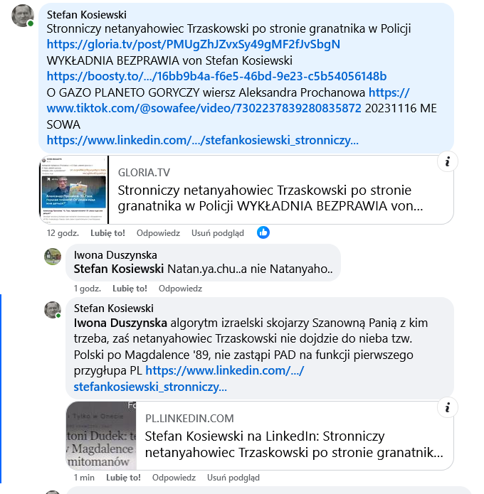 (×××) Algorytm izraelski skojarzy Szanowną Panią An: Iwona Duszynska