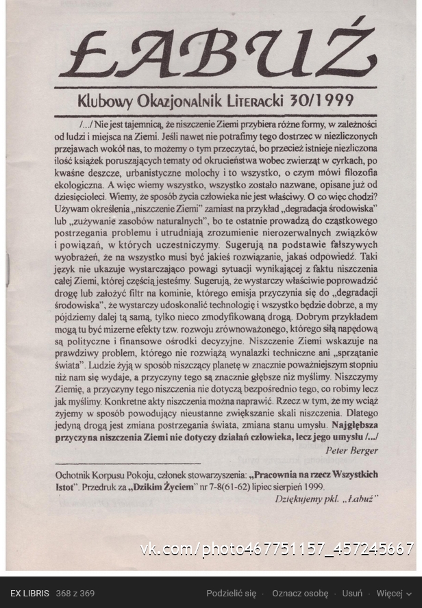 Stefan Kosiewski, PRZEMIANA. "Łabuź" Nr 30, wrzesień 1999