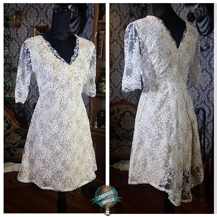 Robe de mariée : dentelle et coton imprimé