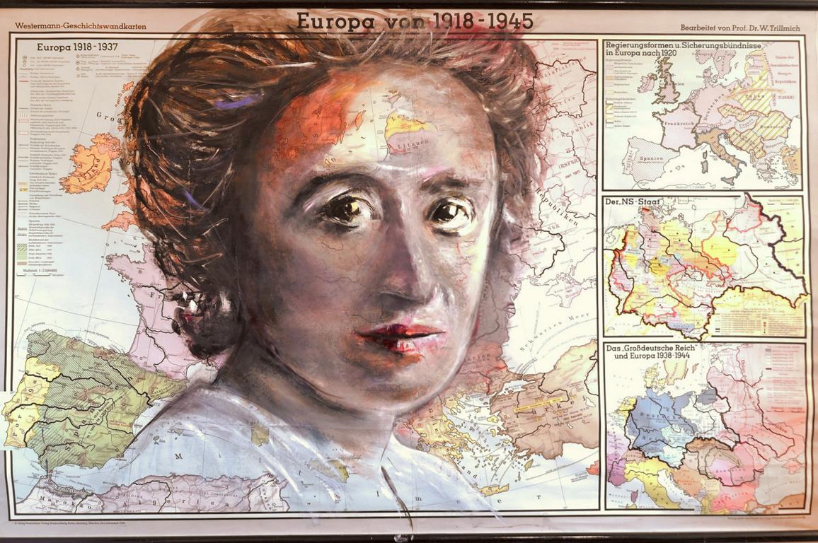 Rosa - Öl auf historischer Landkarte 