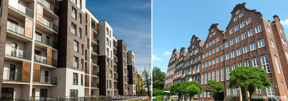 Neubauwohnungen und Altbauwohnungen in Hamburg