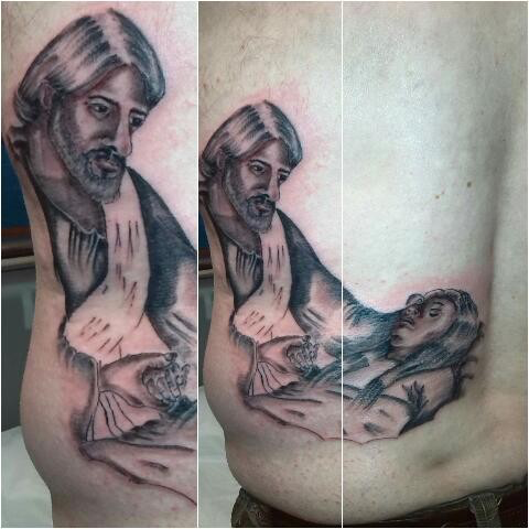Tattoo black grey realismo cristiano ✝️ 
