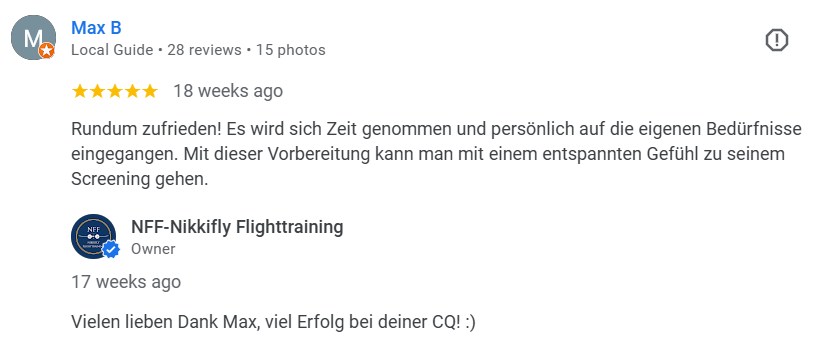 top google review for NFF- Nikkifly Flighttraining