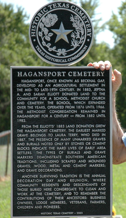 Hagansport Cemetery sign, 2004