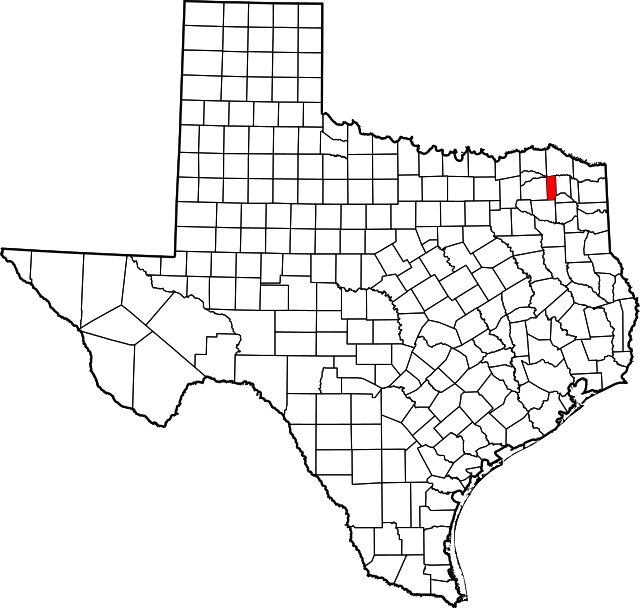 Map of Texas highlighting Franklin County (highlighted in red)