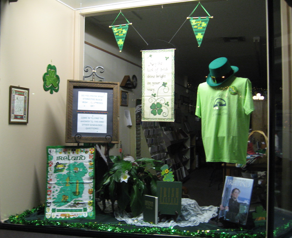 FCGS St. Patrick's display by Linda Hammond, March 2016