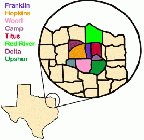 Map of neighboring counties. Franklin County highlighted in purple.