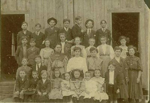 County Line School Southeast Franklin Co. TX, circa 1903. A. D. Lamb second from right.