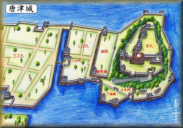 Amazon.co.jp: 絵図 （城郭図）佐賀県 肥前國 唐津城 古地図