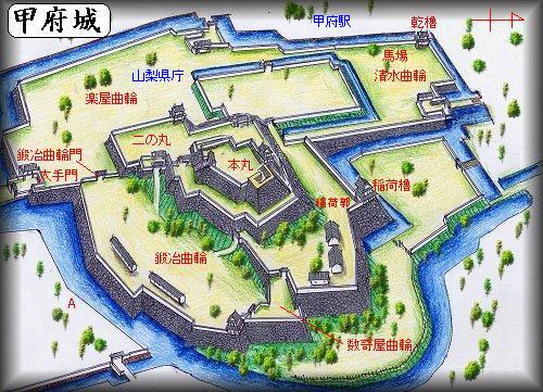 お得な情報満載 甲府城（山梨県） - 全国史跡巡りと地形地図 人文