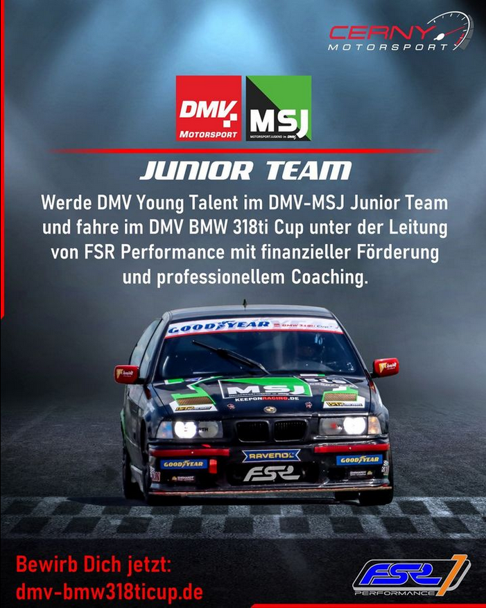 BEWIRB DICH JETZT UND WERDE DMV YOUNG TALENT! 🏁 Die Jugendförderung im #318ticup geht in die nächste Runde!  Wir sagten ja bereits: dieses Jahr machen wir richtig Ernst! Neben dem exklusiven BMW M4 GT4 Test bei @cernymotorsport , den alle Junioren im #31