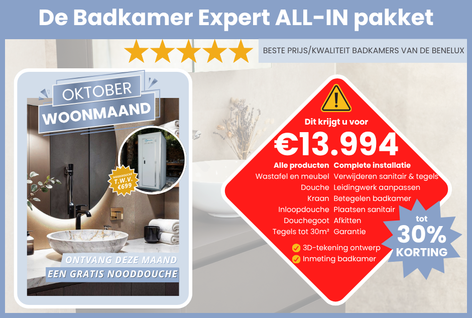 Complete badkamer inclusief montage all-in pakketten