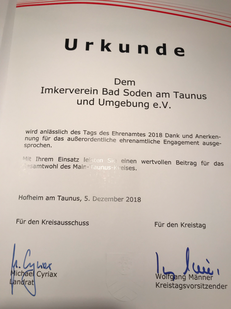 Der Imkerverein wurde für den Ehrenamtspreis nominiert.