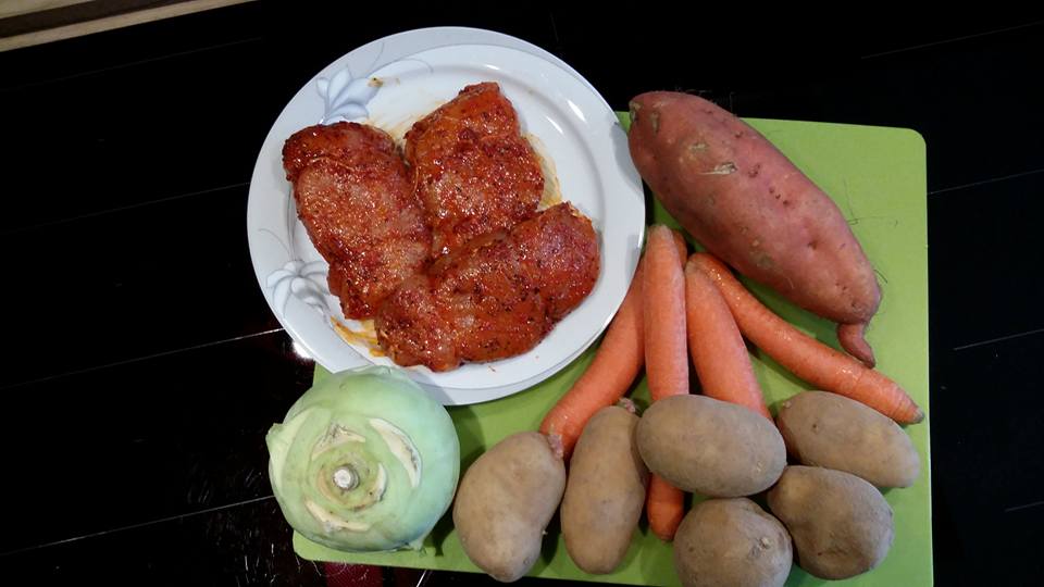 Gefüllte Schweineschnitzel mit Gemüse aus dem Ofenzauberer James von Pampered Chef®