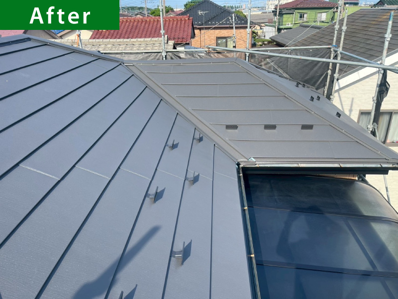 【施工事例】板金屋根カバー（IG工業スーパーガルテクト）アスター写真｜草加市青柳Ｓ様邸