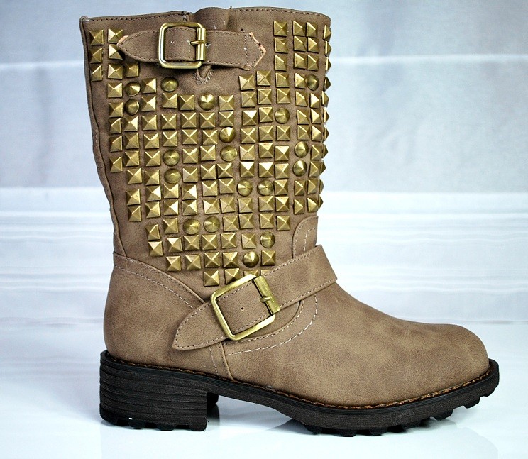 Vintage Schnürstiefeletten, Biker Boots, Booties Rock chic Biker Boots Western Stiefeletten Vintage Nieten Schnallen