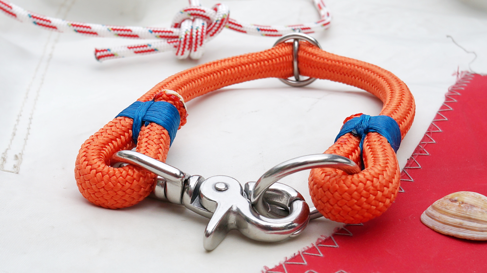 'Classic' Collar-Model (rope sheet type High-Line, orange color), 10 mm diameter, sheet whipped at both ends