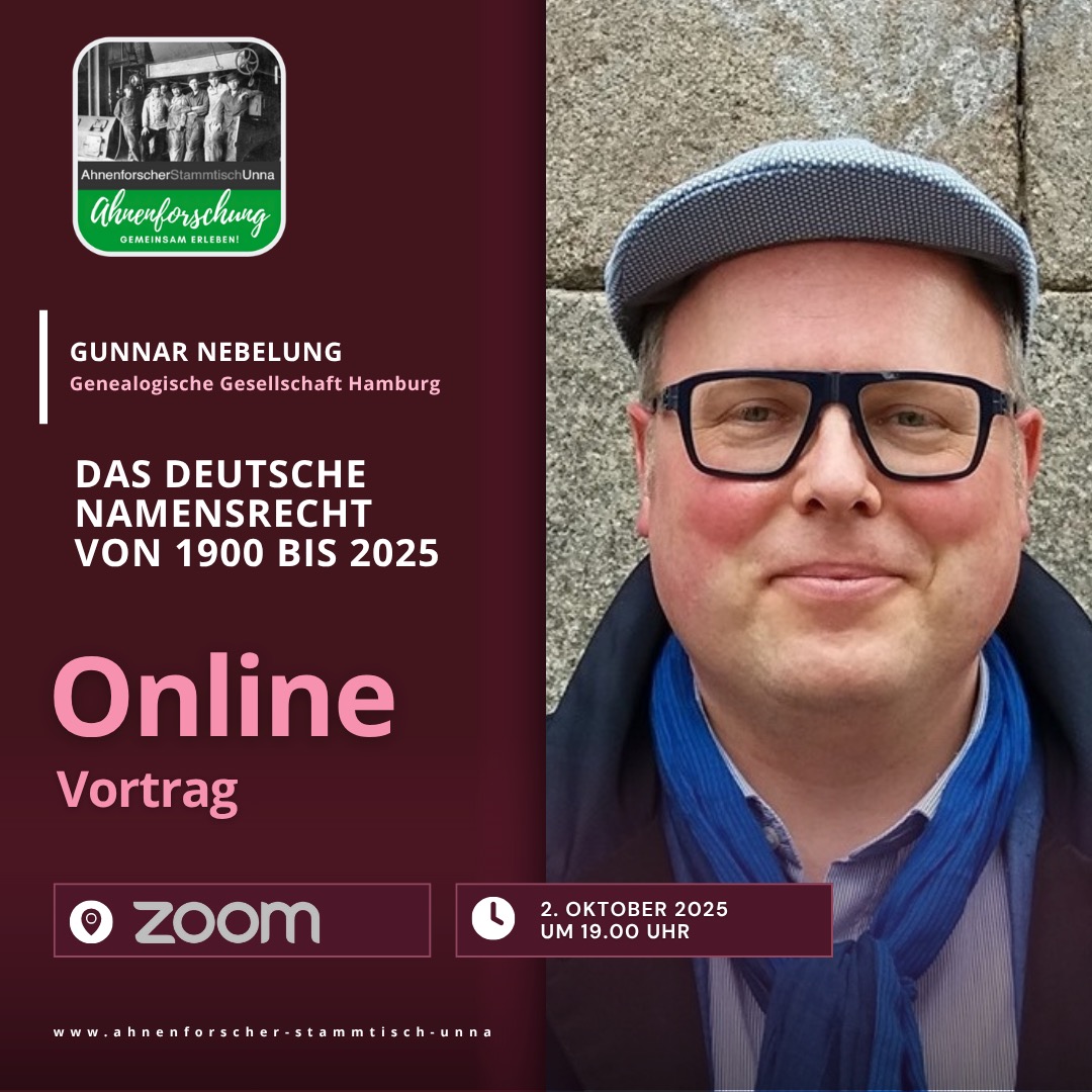 Online-Vortrag "Das deutsche Namensrecht von 1900 bis 2025" am 02.10.2025