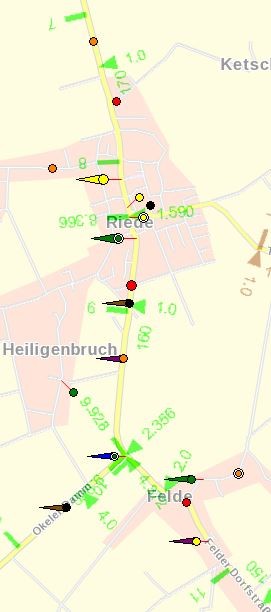 L 331 Unfallgeschehen 2014 Felder Dorfstraße und Bremer Str. (zwischen km 7 und 11)