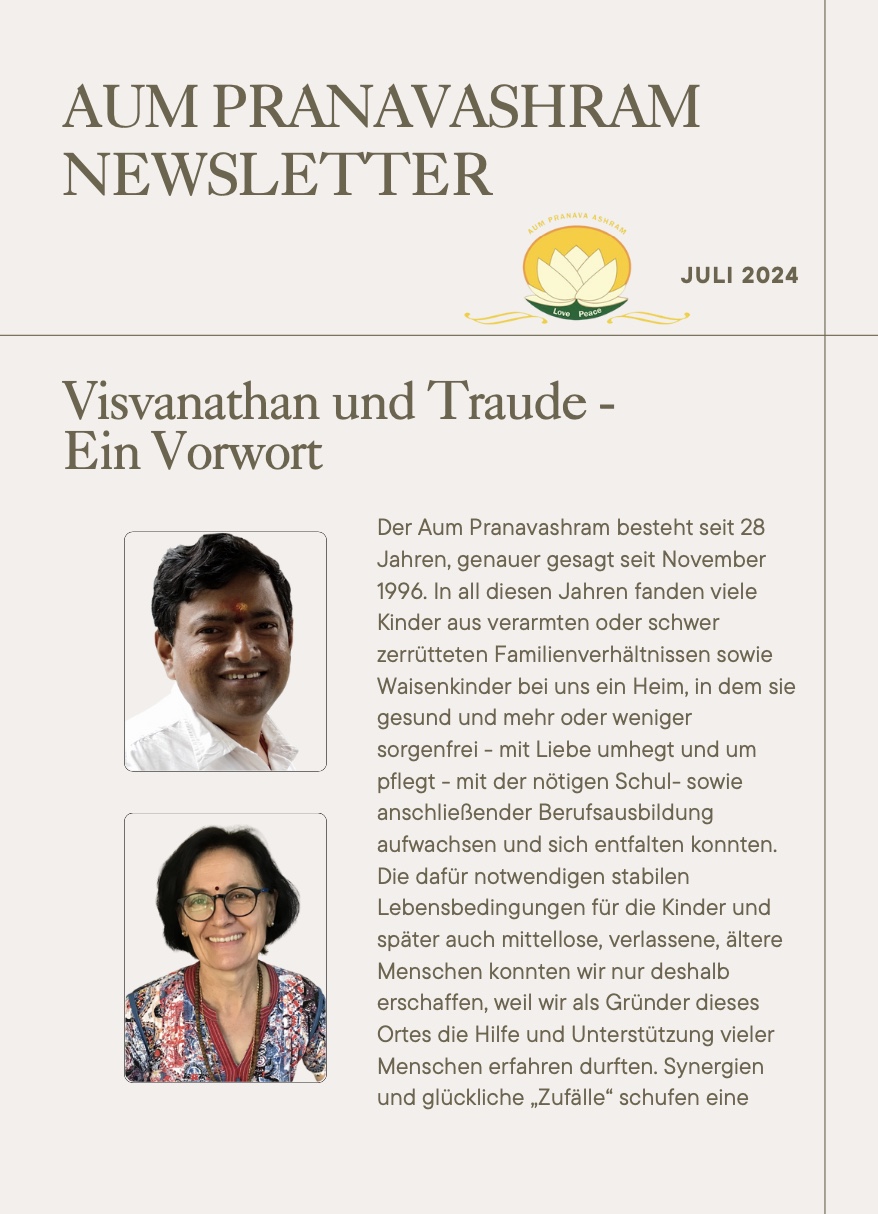 Aum Pranavashram Newsletter Juli 2024