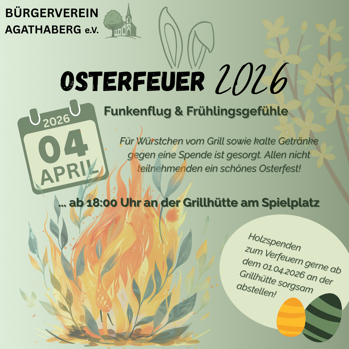 Osterfeuer im Dorf