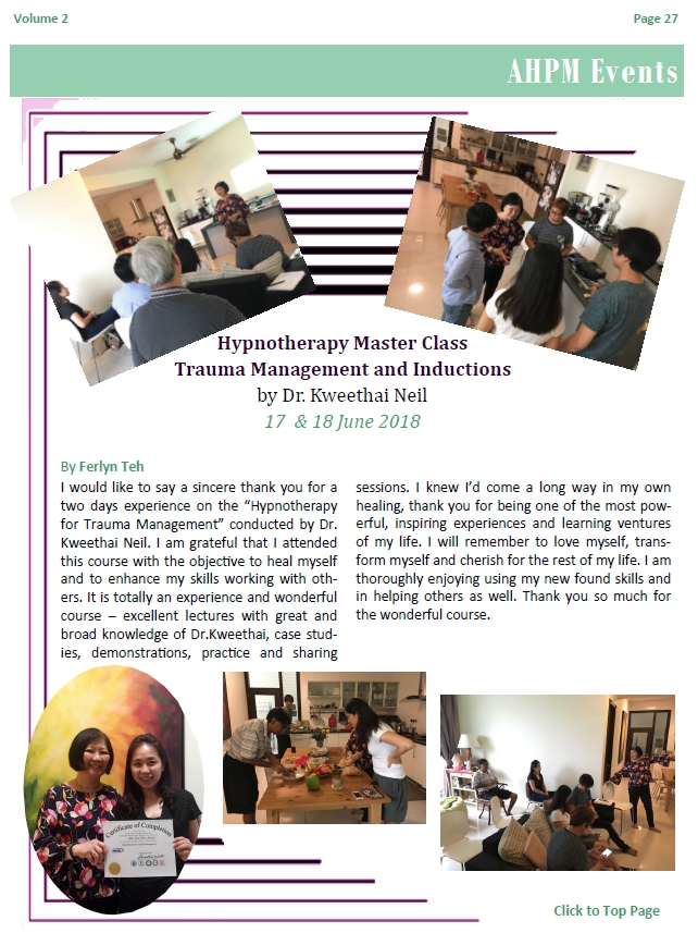 Trauma Management and Inductions, Hypnotherapy Master Class