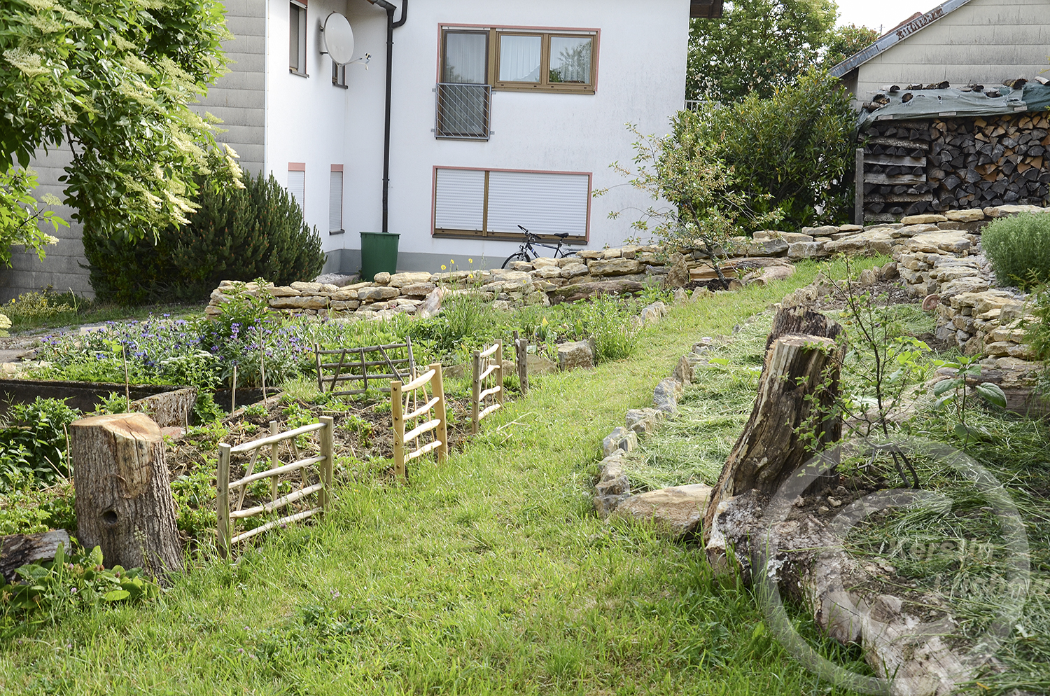 Mulchen mit eigenem Grasschnitt. Nach wenigen Tagen ist alles zersetzt.