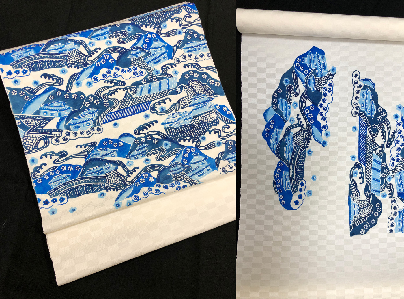 琉球伝統工芸 沖縄紅型　『大判花鳥図』、ウコン布染織 琉球伝統工芸 沖縄紅型 『大判花鳥図』、ウコン布染織 沖縄の染織