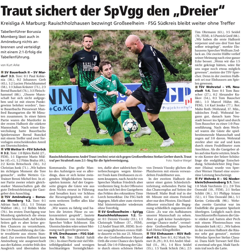 Zum Spieltag in der Kreisliga A- Marburg