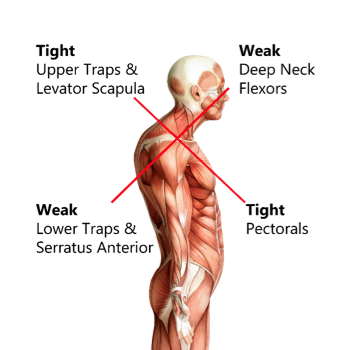 A typical example of someone with upper crossed syndrome