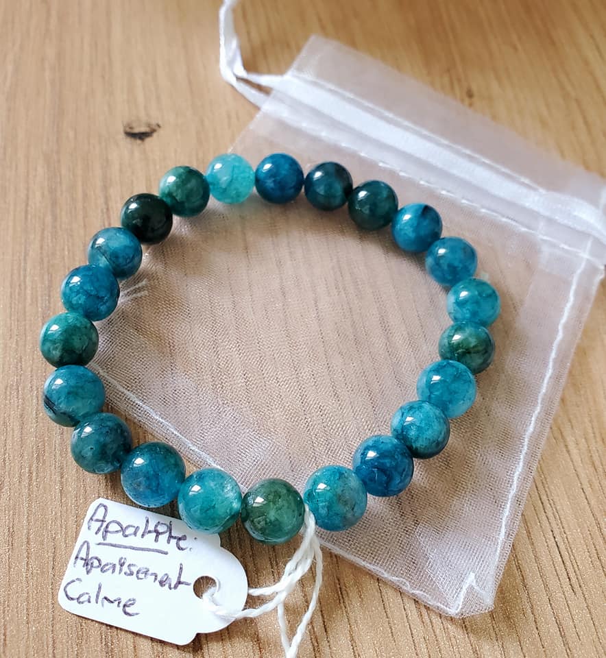 Bracelet pierre naturelle Apatite bleue femme et homme Budget Beauté