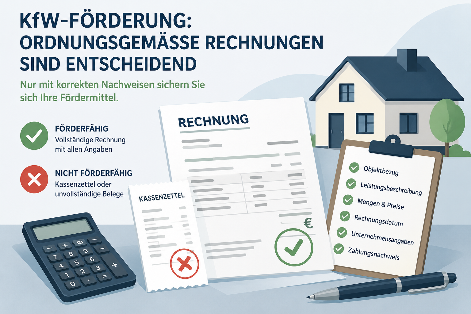 Warum eine ordnungsgemäße Rechnung über Ihre KfW- oder BAFA-Förderung entscheiden kann