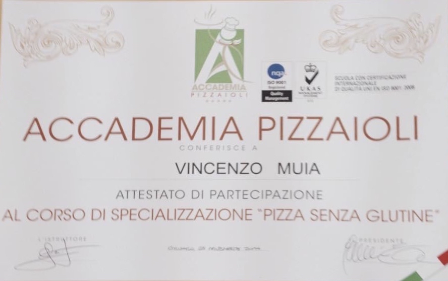 Attestato “PIZZA SENZA GLUTINE”