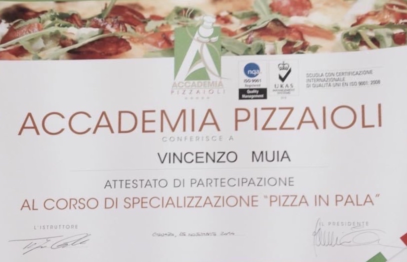 Attestato “PIZZA IN PALA”