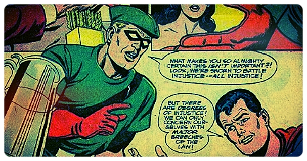 Green Arrow discutiendo Superman