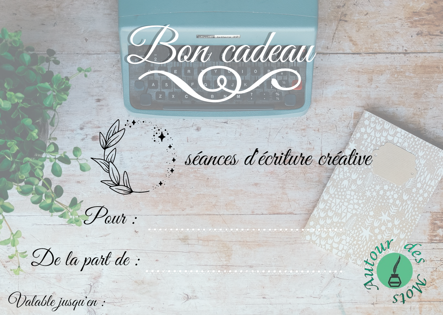 Bon cadeau "Arabesque " : atelier d'écriture annuel