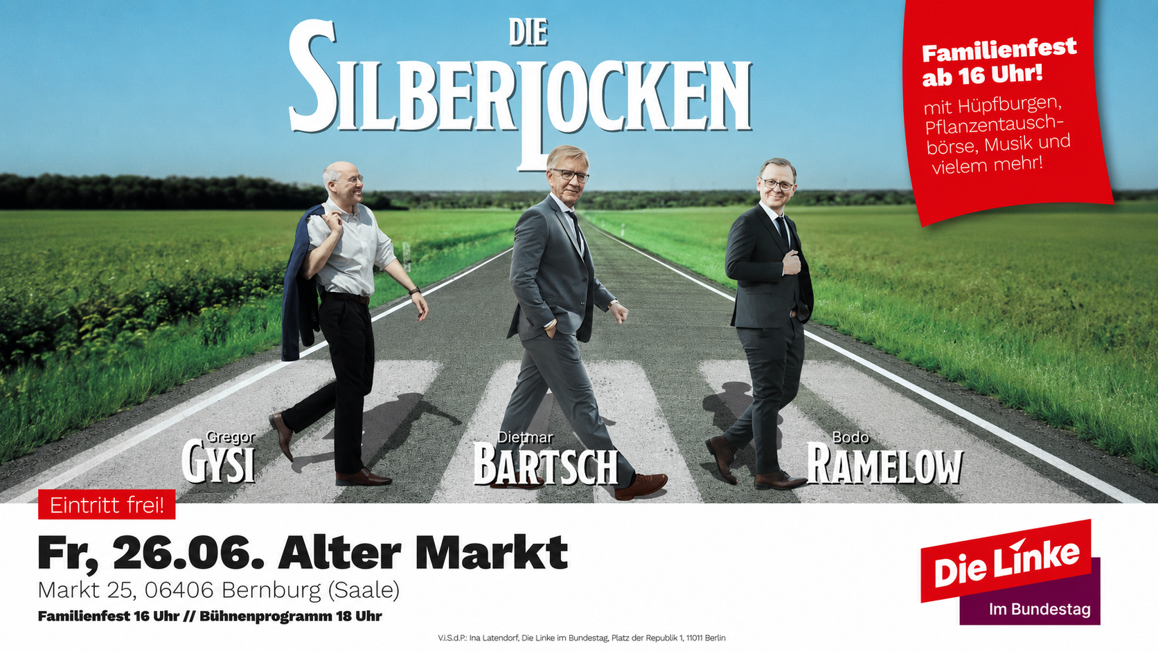 Am 26. Juni kommt das beliebteste Polit-Trio Deutschlands nach Bernburg!
