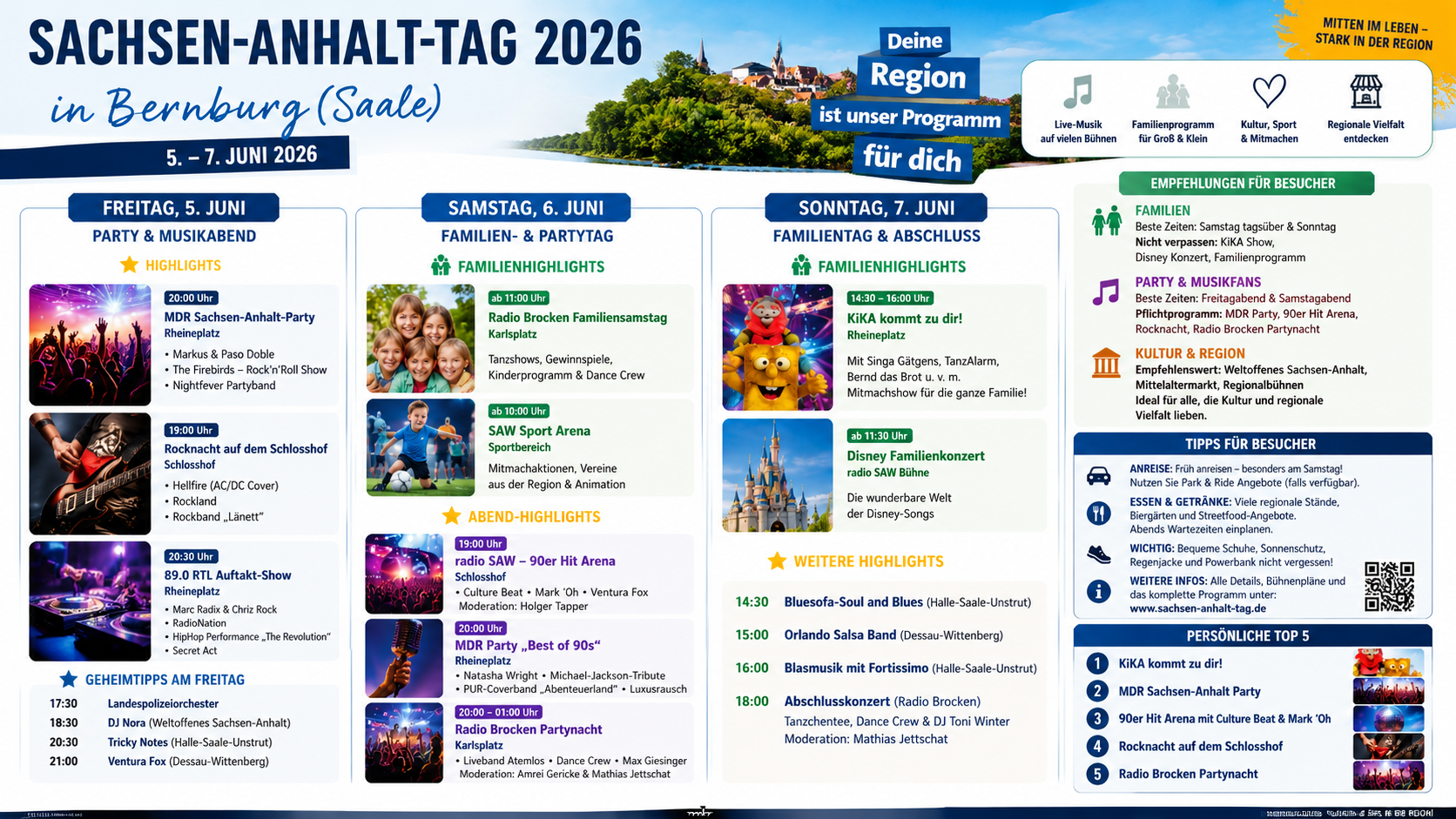 Kurzübersicht Abendprogramm Sachsen-Anhalt-Tag in Bernburg